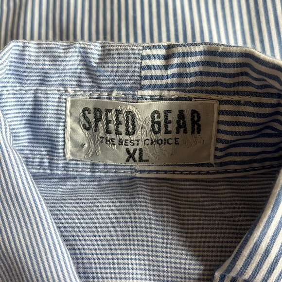 *3/$15* Speed Gear Blue Stripe Long Sleeve Button Down Shirt - Picture 11 of 13